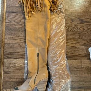 SPELL & the gypsy collective Evie Black Leather OTK Boots brown